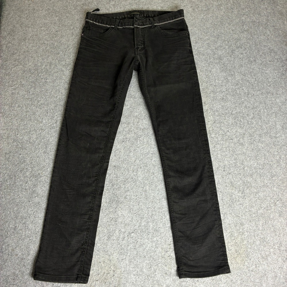 Zara Men's Size 34x32 Black Tag Slim Fit Jeans Faded Black Contrast Denim Skinny